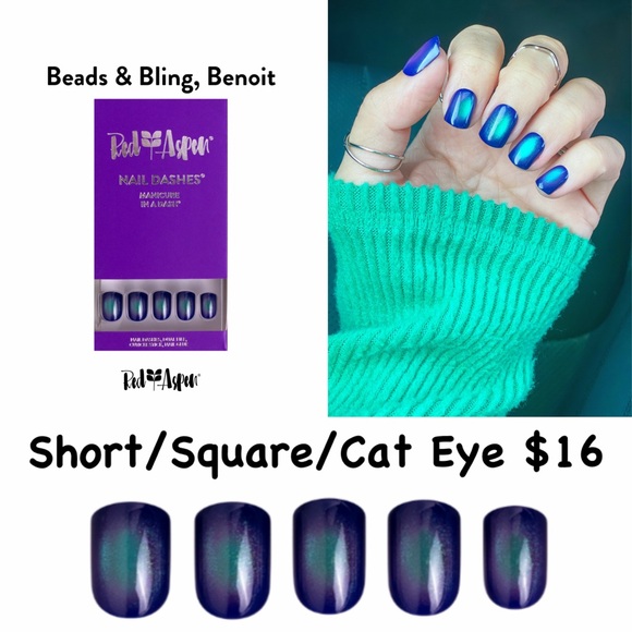 Red Aspen Short Square Press On Nails Purple Bundle 5 Sets | NIB - Picture 11 of 12